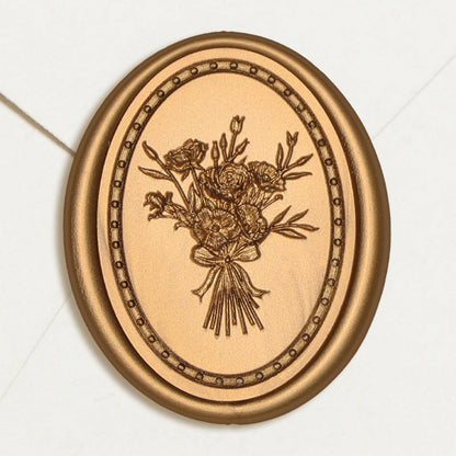 UNIQOOO Wax Seal Stickers -Vintage Photo Frame Floral Bouquet Wedding Invitation Envelope Seal Stickers, 50 Pcs Self-Adhesive Antique Gold Stickers, Perfect for Invitation, Christmas, Gift Wrapping