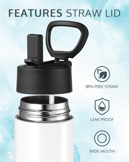 OFFNOVA 16oz Kid Sublimation Water Bottle Blanks with Straw, 6 Pack Sublimation Tumblers Bulk Stainless Steel Sports Bottles for Tumbler Heat Press Sublimation Printing