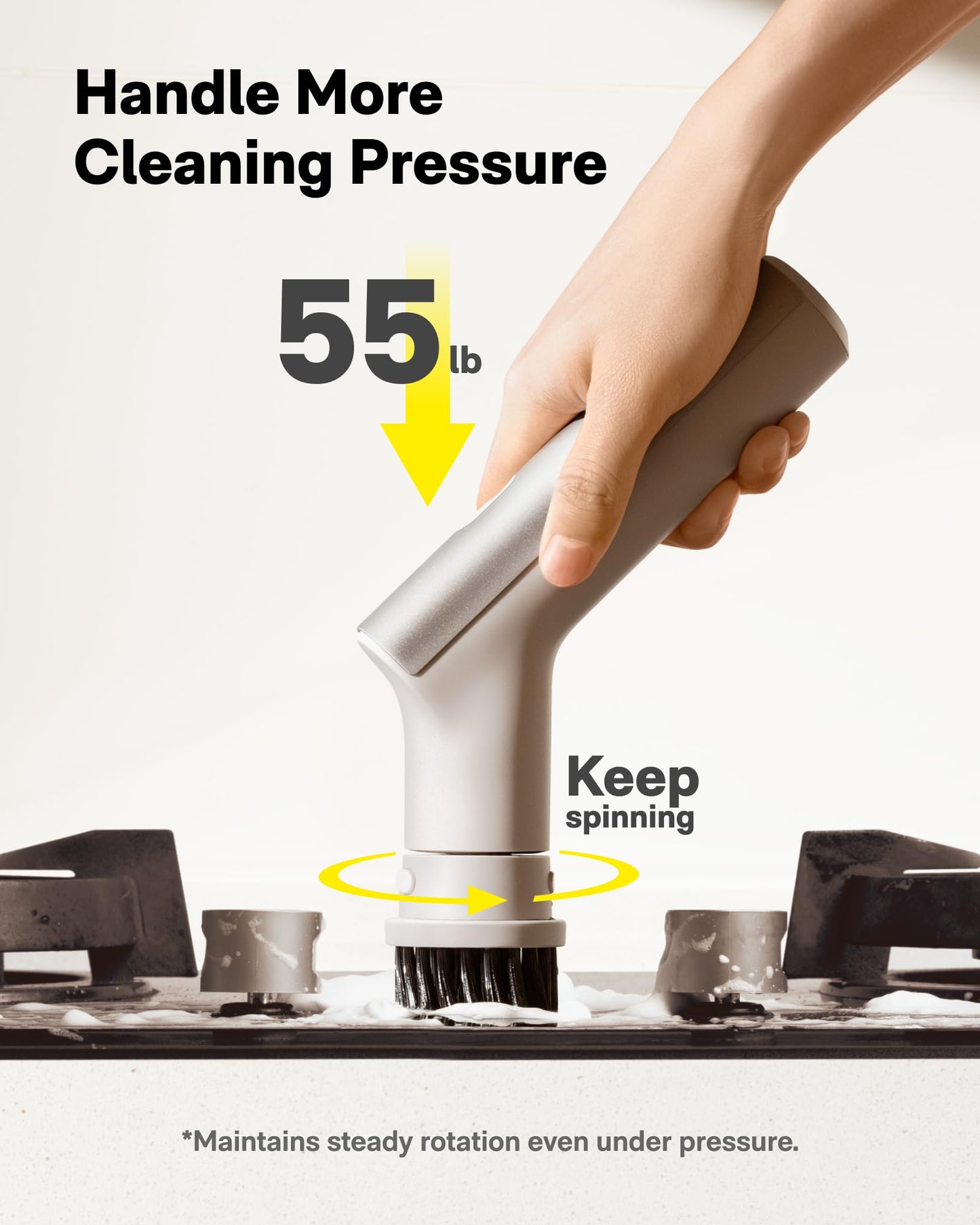 HOTO Handheld Short-Handle Electric Spin Scrubber, IPX7 Waterproof Cordless Scrubber Brush, Bathroom Cleaning Brush, Max 22 in-lb, with 9 Brush Heads for Bathroom, Shower, Kitchen, Sink, Tile