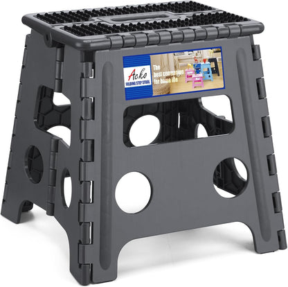 13 inch 300 LB (1 Pack) ACKO Folding Step Stool Height Premium Heavy Duty Foldable Step Stools for Adults and Kids