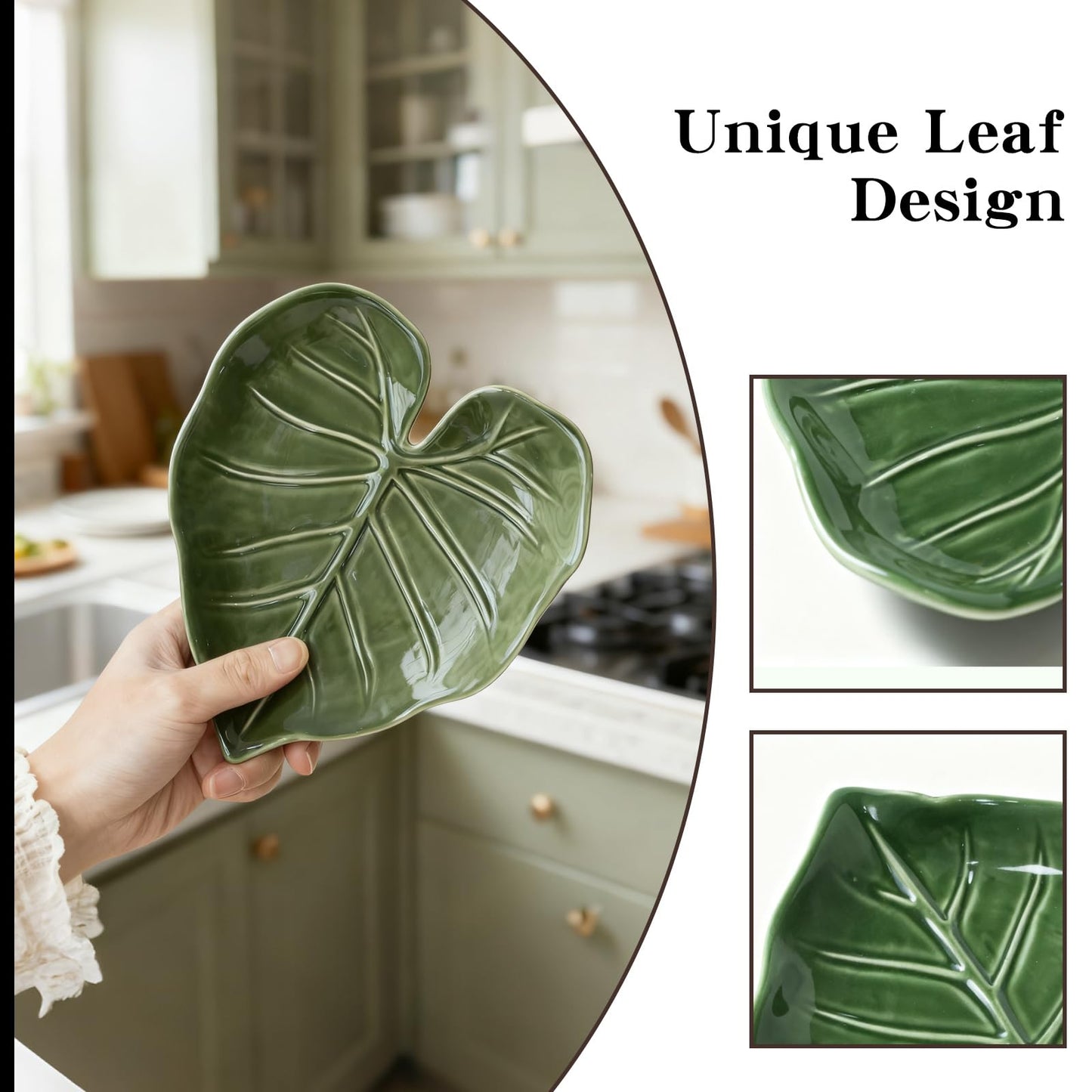 Leaf Spoon Rest, Leaf-shaped Ceramic Spoon Rest for Stove Top, Heat-resistant Kitchen Utensil Holder, Decorative Cookware Accessory