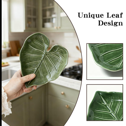 Leaf Spoon Rest, Leaf-shaped Ceramic Spoon Rest for Stove Top, Heat-resistant Kitchen Utensil Holder, Decorative Cookware Accessory