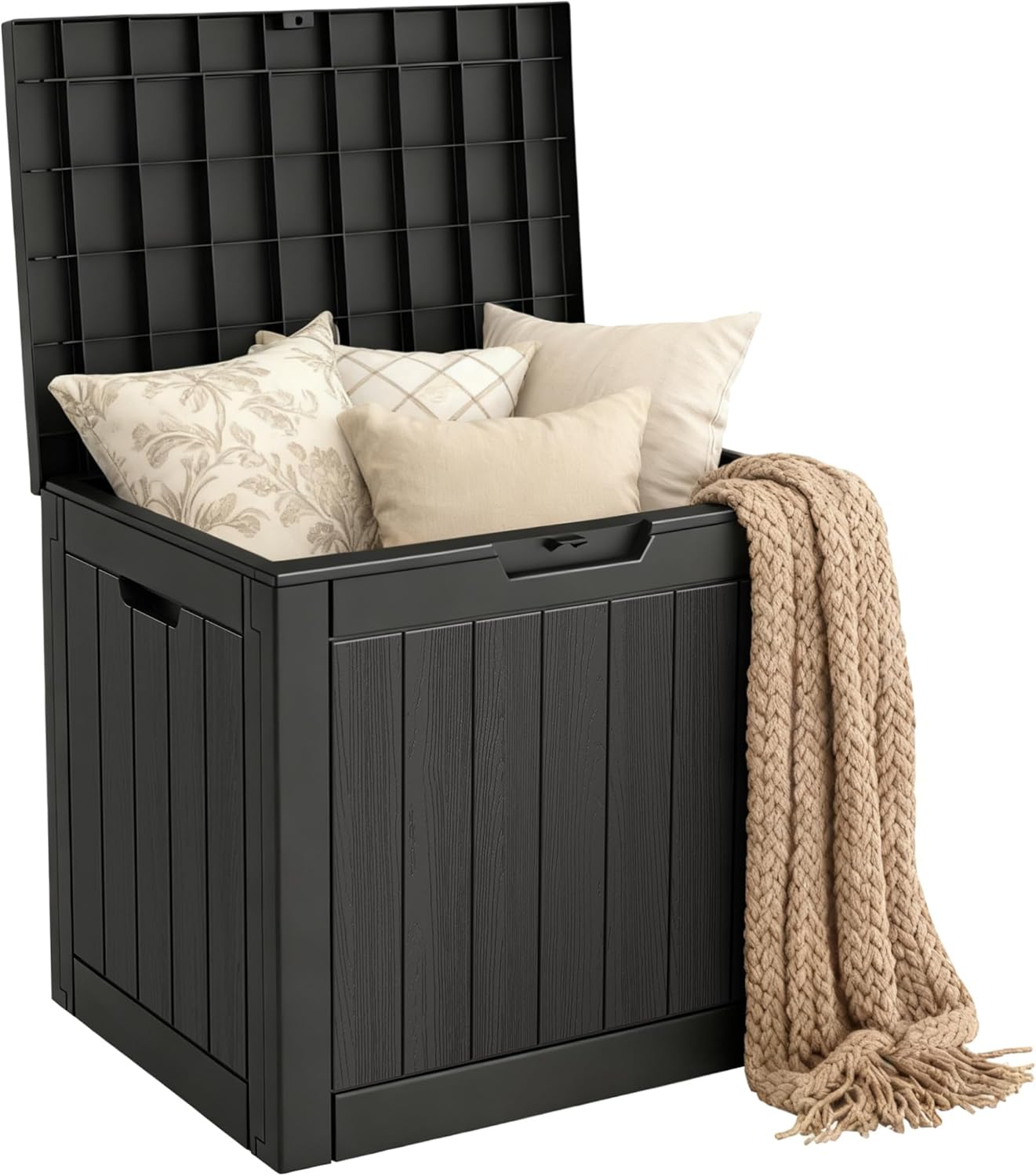 31 Mars Villa Gallon Deck Box, Waterproof Weatherproof and UV Resistant Resin Storage Bin with Lockable Lid