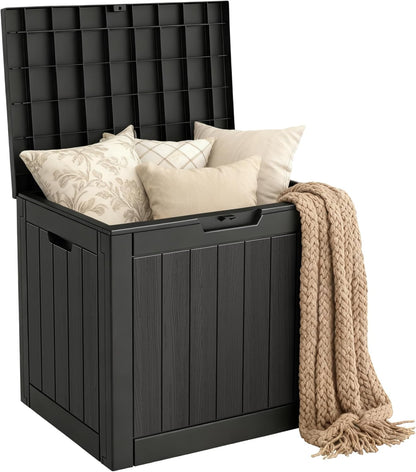 31 Mars Villa Gallon Deck Box, Waterproof Weatherproof and UV Resistant Resin Storage Bin with Lockable Lid