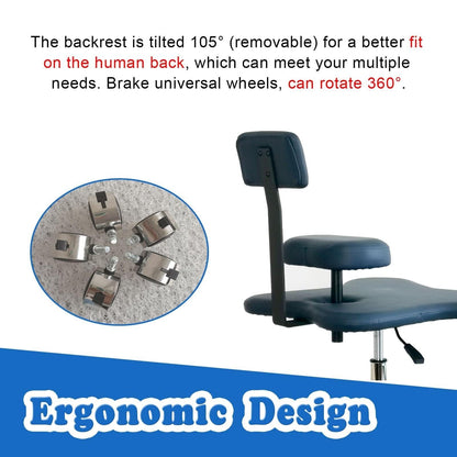 Adjustable Kneeling Office Chair with Support, Ergonomic Meditation Desk Chair for Neck & Pain Relief, Caster Rolling Chair(White)