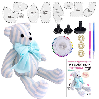 18 Inch Memory Bear Patterns Templates for Sewing, Beginners Teddy Bear Stuffed Animal Pattern with Safety Eyes Noses, Pins (18 Inch)