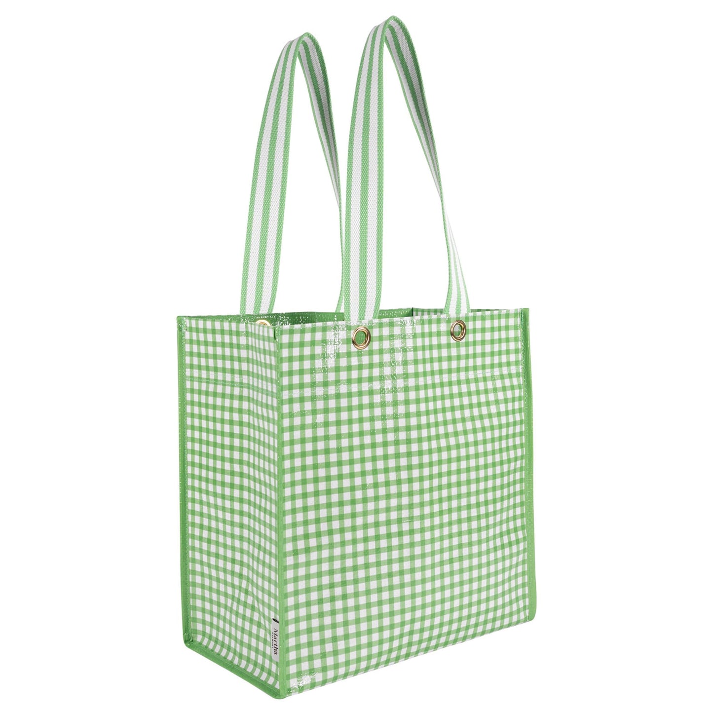 Martha Stewart Reusable Grocery Bag, Spacious 13 x 8 x 14 Shopping Bag for Groceries, Perfect for Shopping, Arcadian Green Gingham