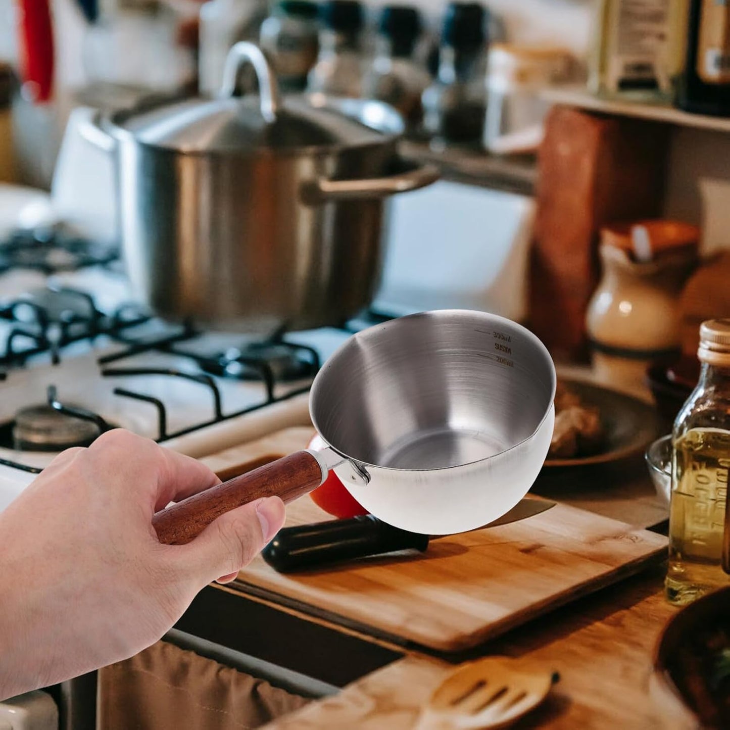 HEMOTON Butter Melting Pot, 150ml Stainless Steel Saucepan with Spout for Ramen, Milk, Cheese