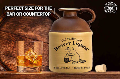 XXX Glass Moonshine Jug (750ml) - Traditional Old Style, Engraved Glass Liquor Whiskey Decanter Bottle w/Natural Cork Stopper and Finger Ring - Moonshine Gifts for Men (B271)