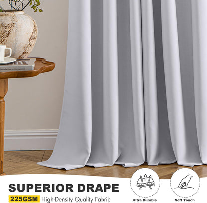 MIULEE Blackout Curtains - Thermal Insulated Room Darkening Drapes | 40 x 45 Inches, Greyish White, 2 Panels