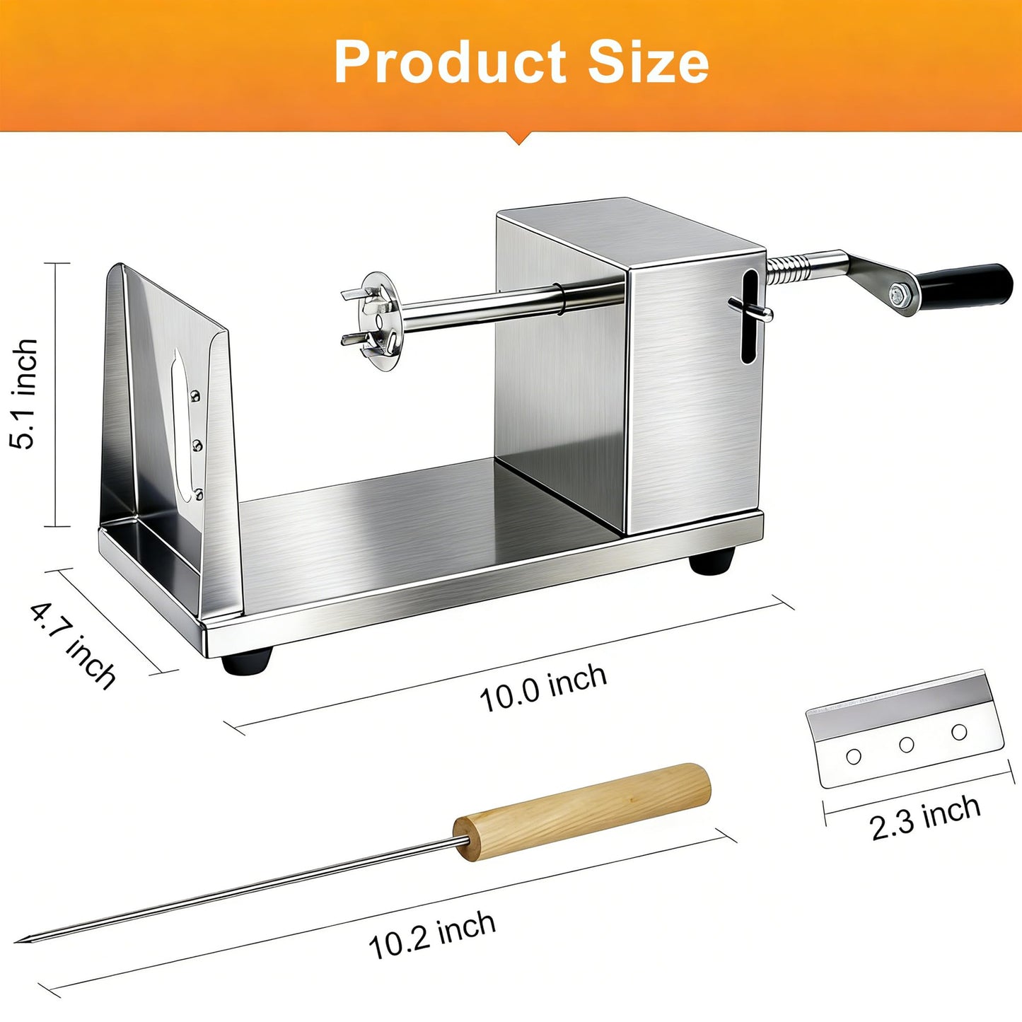 Tornado Potato Spiral Cutter, METLUCK Manual Stainless Steel Potatoes Twister Slicer