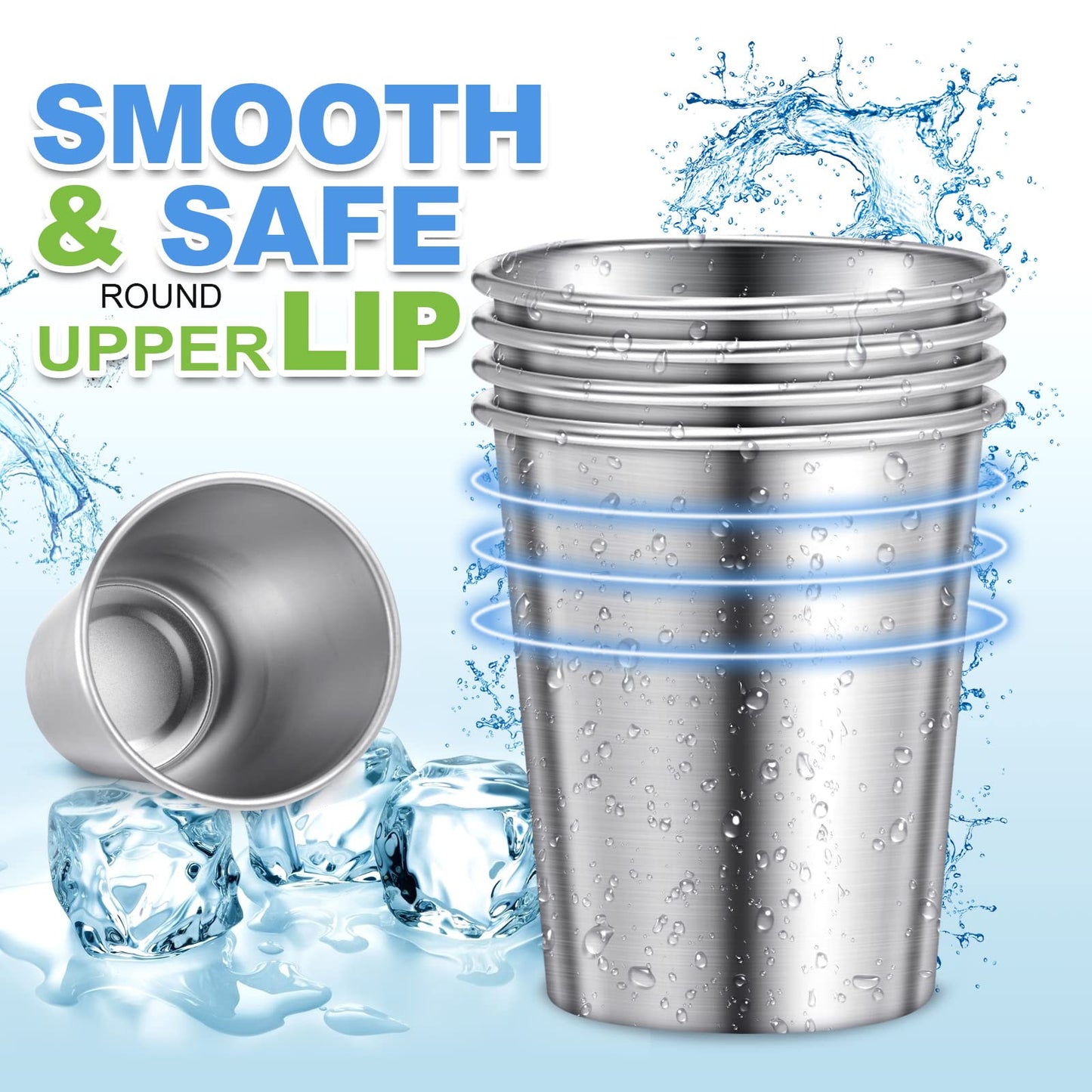 Honeydak 20 Pieces 8 oz Stainless Steel Pint Cups Unbreakable Stackable Metal Mint Julep Cups Reusable Shatterproof Drinking Glasses for Kids Adults Travel Camping Outdoor Home Bar Restaurant
