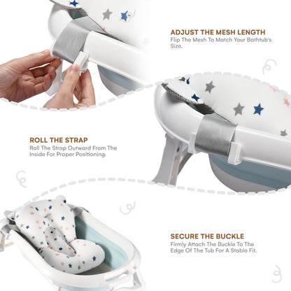 Baby Bath Tub Seat Cushion - Baby Sink Bath Cushion - Bathing Seat Support, Infant or Newborn Bath Pillow Support Mat - Comfort Bathtub Safety Seat Pad - Floating Tub Pillow for Babies or Infants