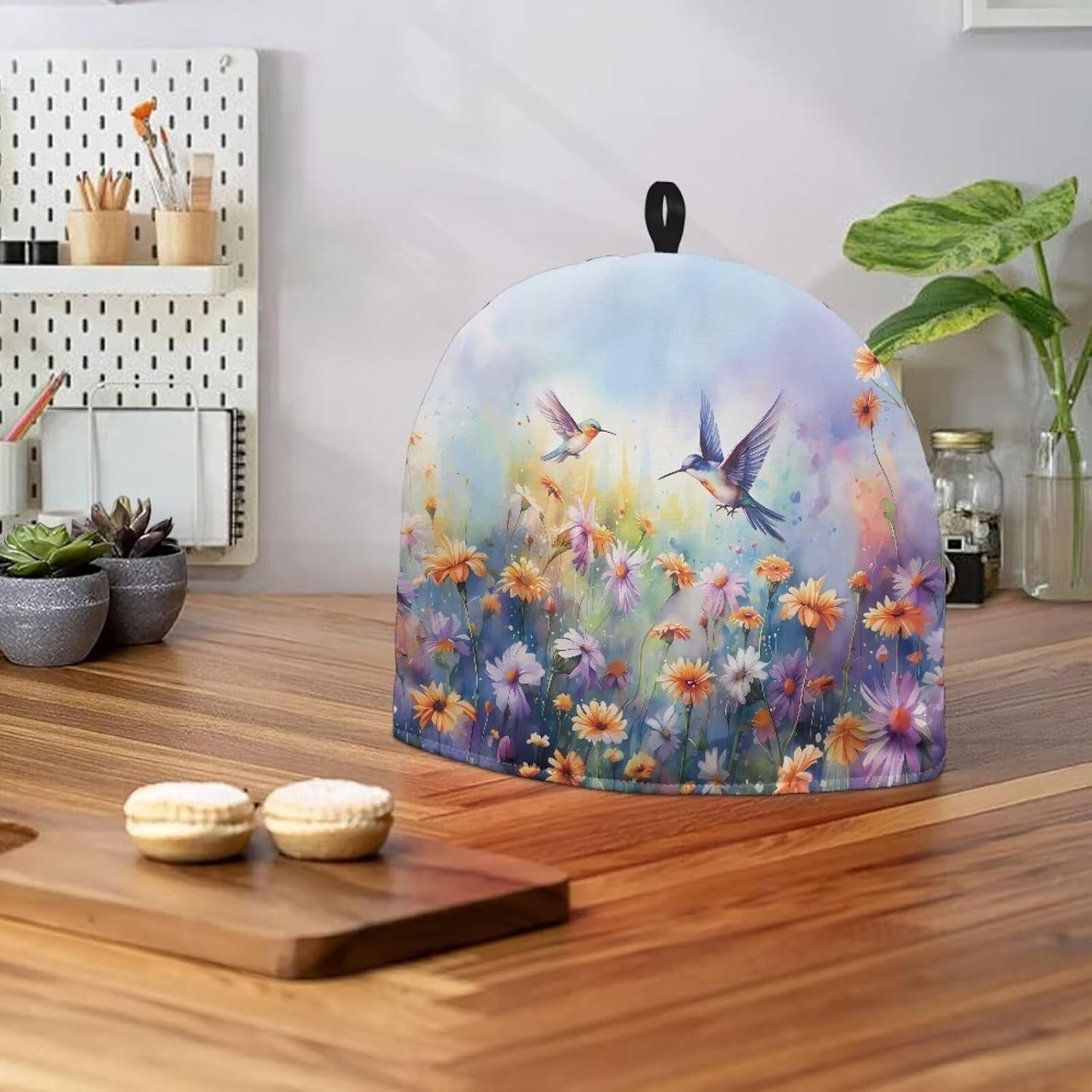Hummingbird Tea Cozy, Insulated Sunflower Teapot Warmer, Decorative Cozy for Women, Keeps Tea Warm