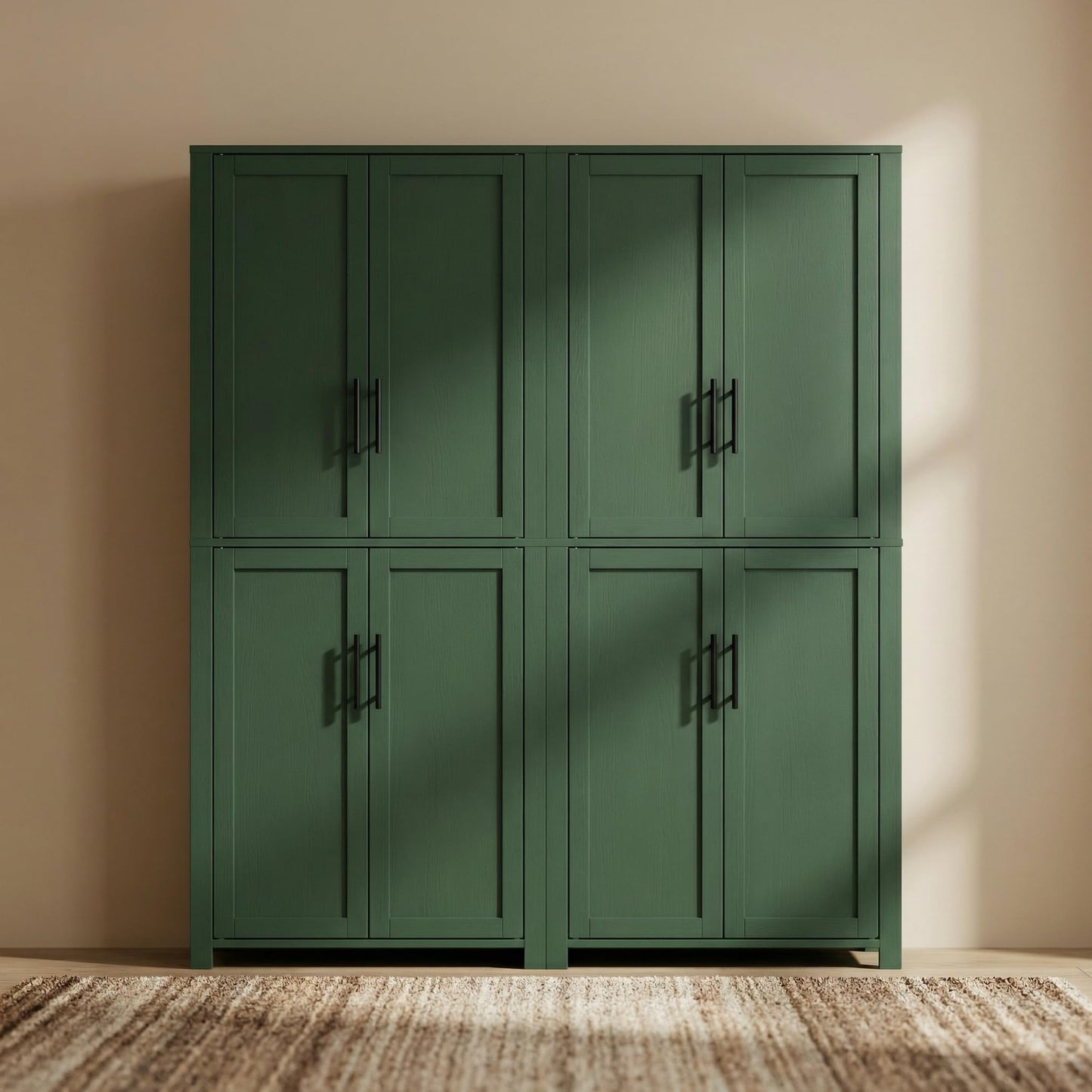 Casaphoria Kitchen Pantry Cabinet, 67" Tall Freestanding Kitchen Cabinet with 4 Adjustable Shelves, 28" W Storage Cabinet for Kitchen Pantry Organization (Green, Single)