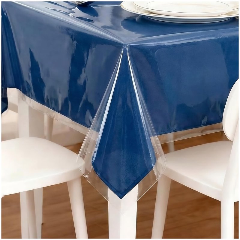 Nuciae Clear Plastic Tablecloth Protector 100% Waterproof Vinyl Table Cover Rectangle Table Cloth Protector Crystal Clear Plastic Tablecloth Cover for Dining Tables Parties Camping 55" x 70" 4-6