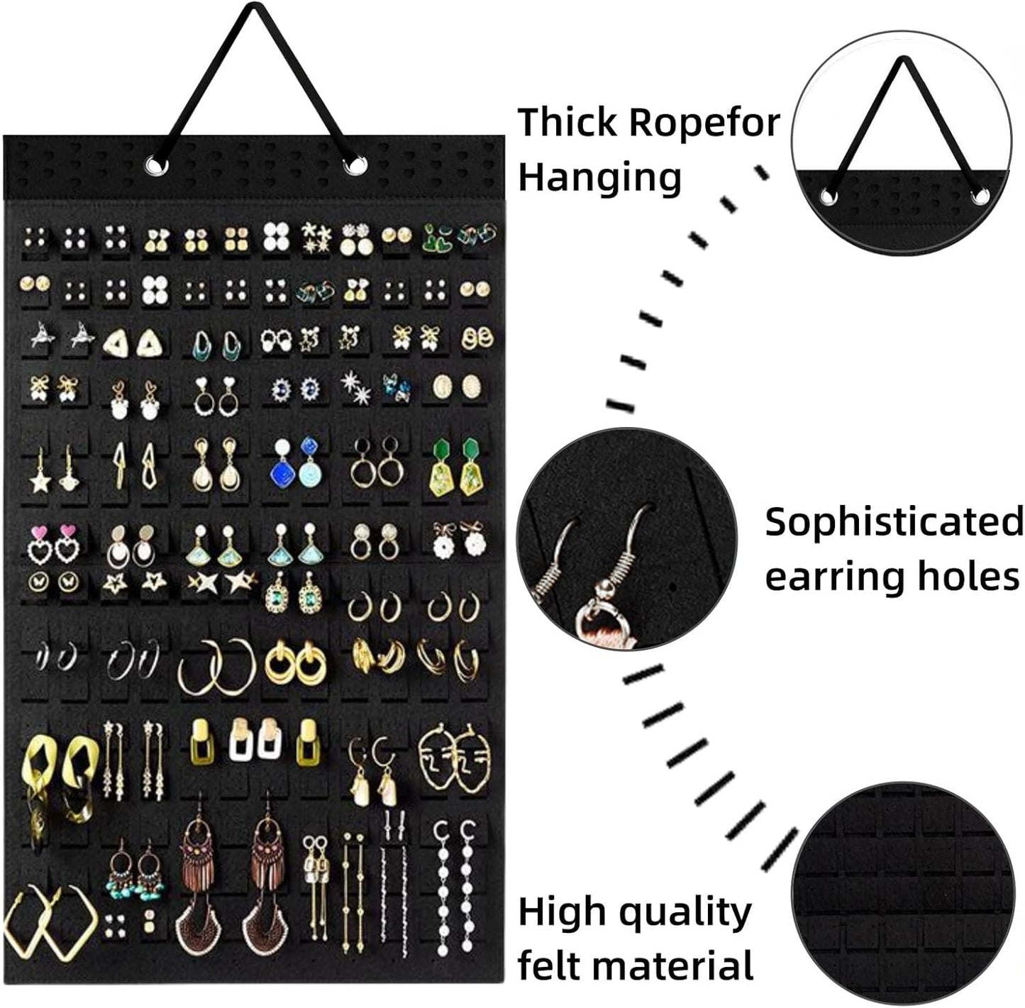 Hanging Earring Holder Organiser, Brooch Pin Display Board with 150 Slots for up to 300 Pairs of Earrings/Pins, Storage