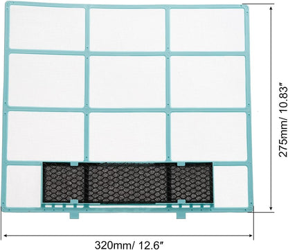 PATIKIL Air Conditioner Air Filter 12.6" x 10.83", Plastic Replacement Screen with Foam for HVAC, Blue Black