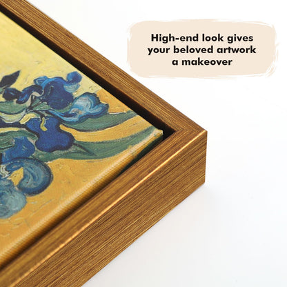 FOLKOR Floating Frame for 12x16 Canvas Board Paintings, 2 Pack Canvas Frames with 0.9 Inch Deep for Oil Paintings Art Prints Artwork, Floater Frame for Art Show Gallery Exhibition Wall Decor (Gold)