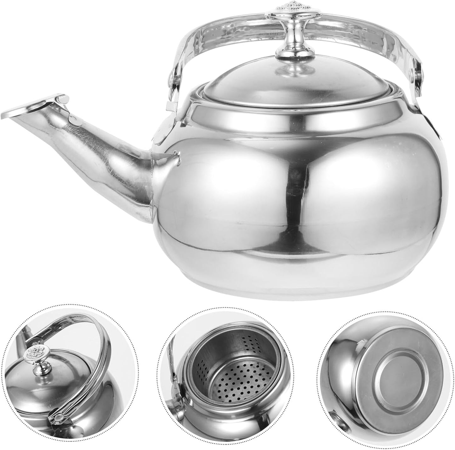 Holibanna Stainless Steel Tea Kettle, Whistling Water Boiling Kettle, Classic Mirror Polished Teapot 14cm