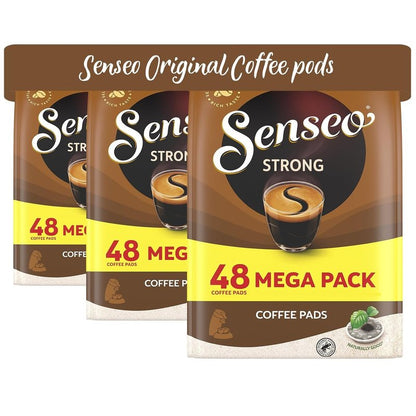 Senseo Strong Dark Roast Coffee Pods – 144 Count (3 Packs) – Bold & Intense Flavor with Rich Crema – Single-Serve Coffee Pads Compatible with Senseo & PeleCom Machines