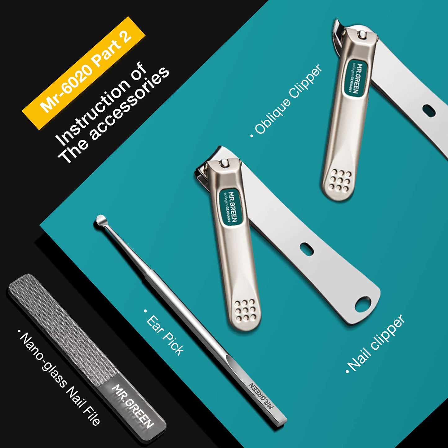 MR.GREEN 7in1 Manicure Sets Personal Care Tools Stainless Steel Professional Nail Clippers Pedicure Set Travel Case Kits (Mr-6032)