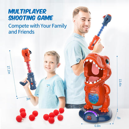 EagleStone Movable Dinosaur Shooting Toys for Kids Games with 2 Air Pump Gun, Party Toys with Score Record, LED & Sound, 48 Foam Balls Electronic Target Practice Gift for Boys and Girls
