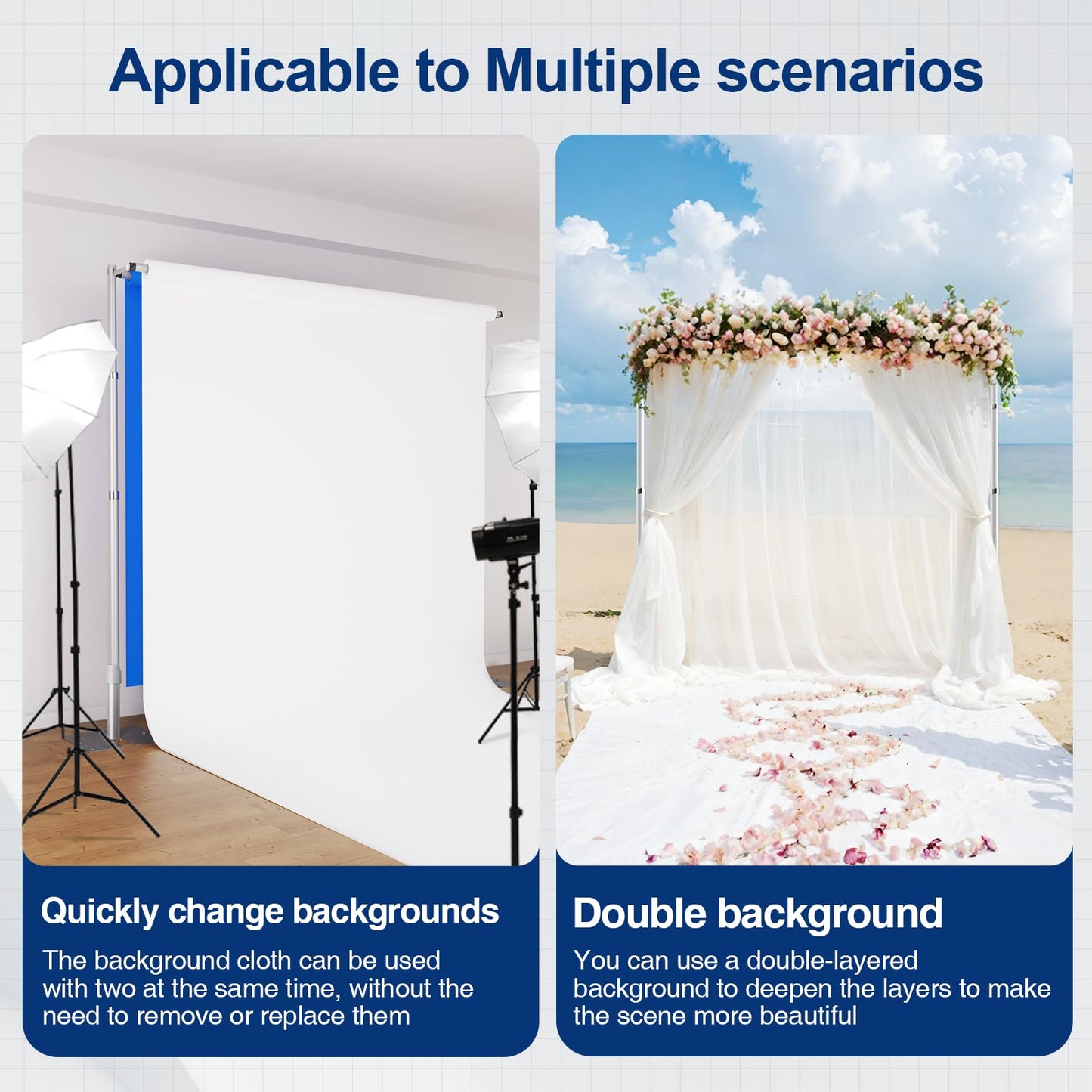 EMART 10x10 ft Double Crossbar Heavy Duty Backdrop Stand, Adjustable Pipe and Drape Photo Booth Frame for Wedding, Party, Christmas, Birthday Decorations