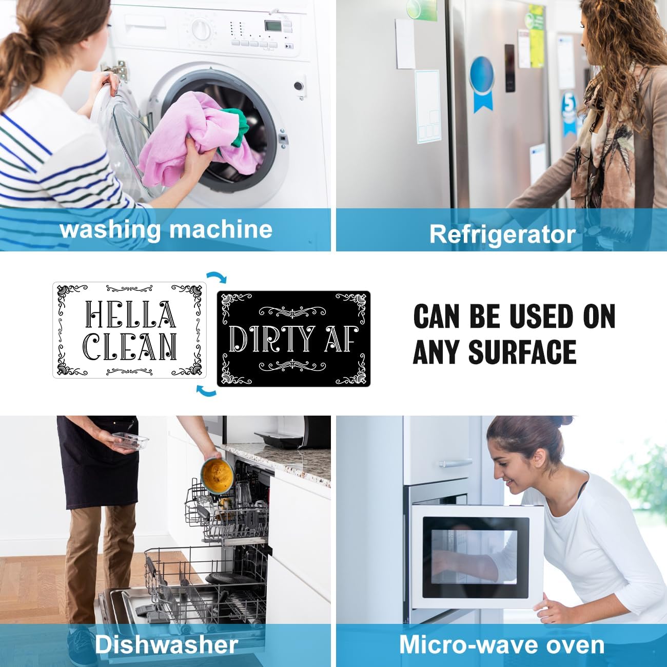 Funny Clean Dirty Dishwasher Magnet, Double Sided Kitchen Reversible Sign, Apartment Kitchen Accessories Decor Magnet