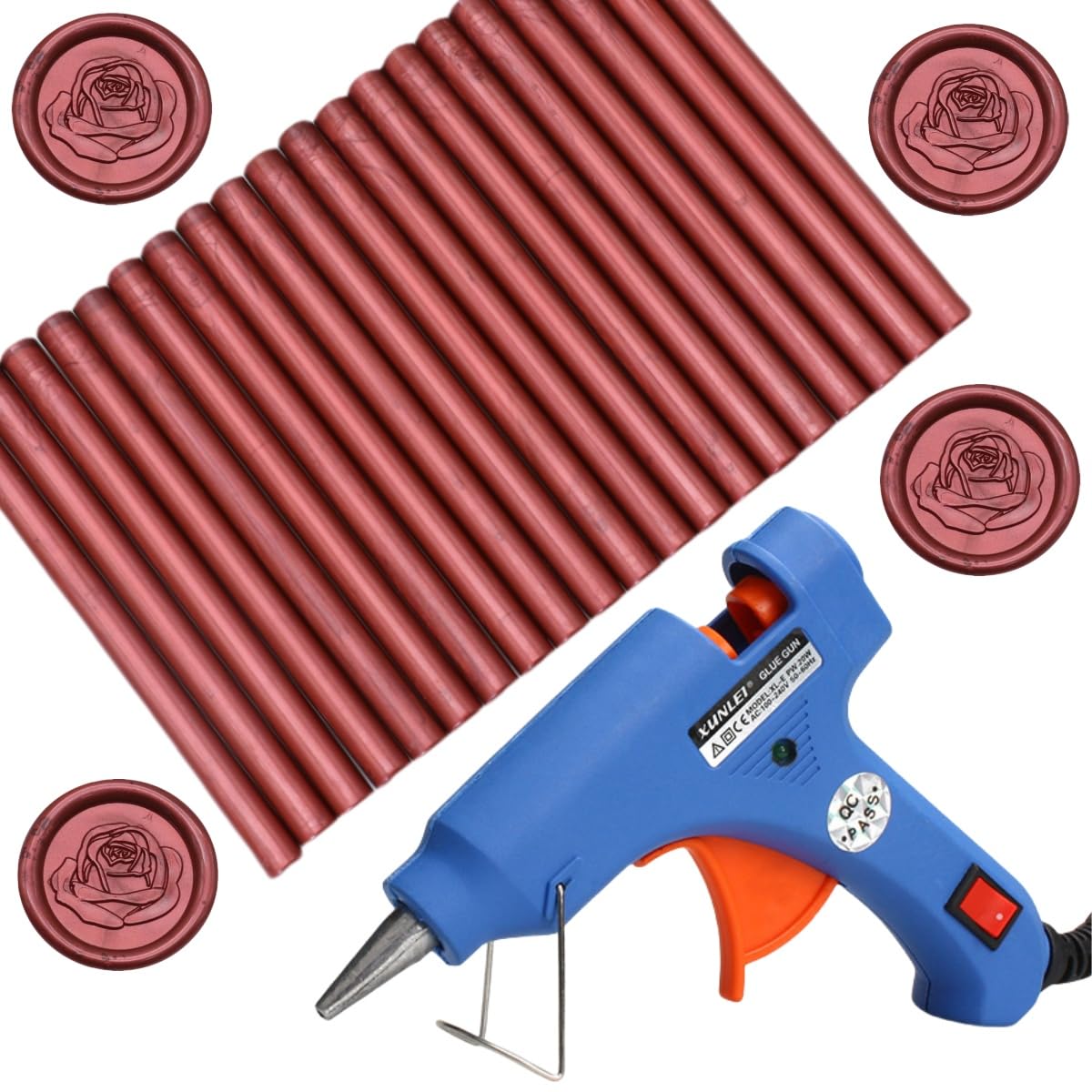 Wax Seal Gun kit Sealing Wax Sticks 40P with Glue Gun Wax Seal Kit, Atopbb Wine Red 40Pcs Sealing Wax Sticks with Glue Gun Great for Wax Seal Stamp (40, New Burgundy)
