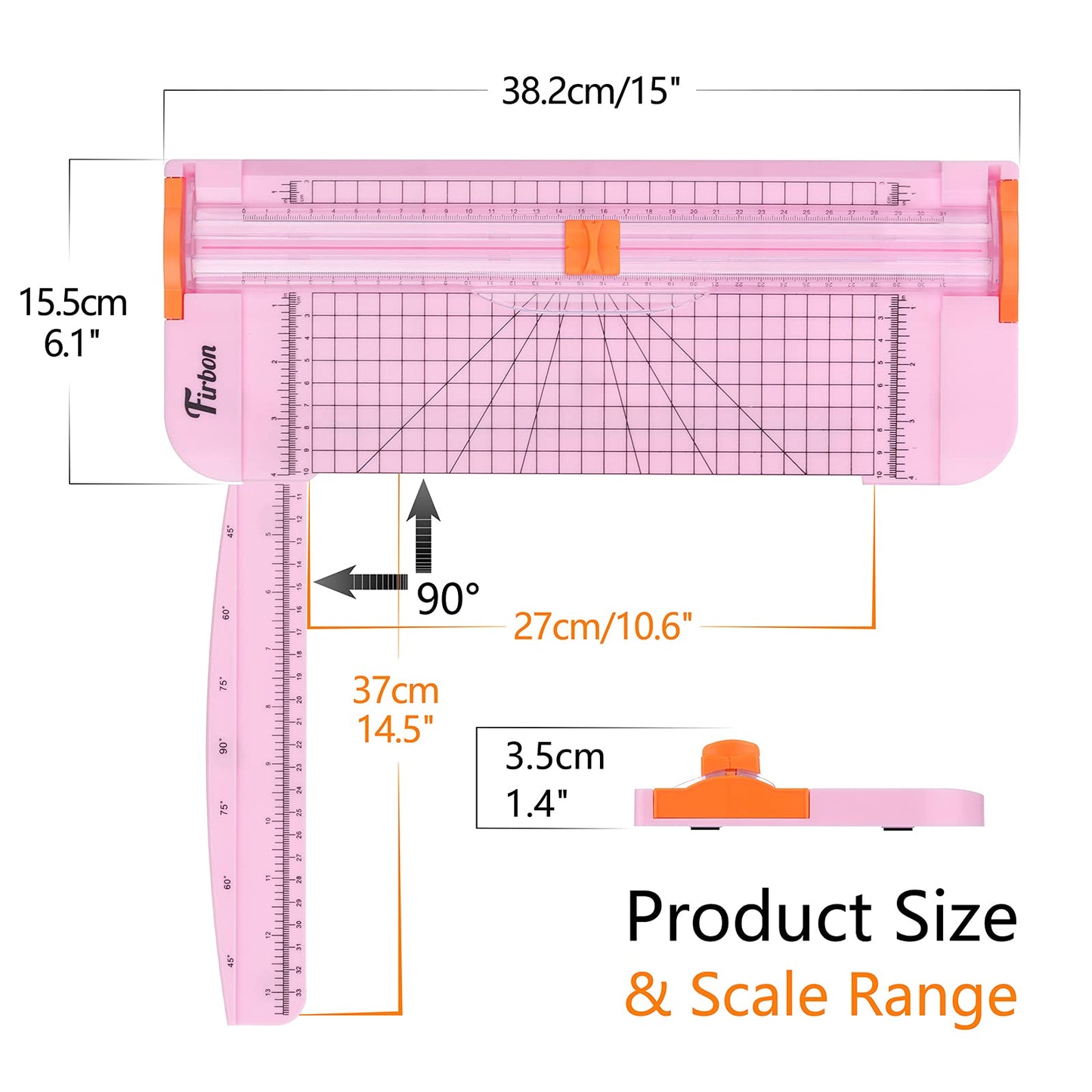 Firbon A4 Paper Cutter 12 Inch Titanium Straight Paper Trimmer with Side Ruler for Scrapbooking Craft, Paper, Coupon, Label, Cardstock(Pink)