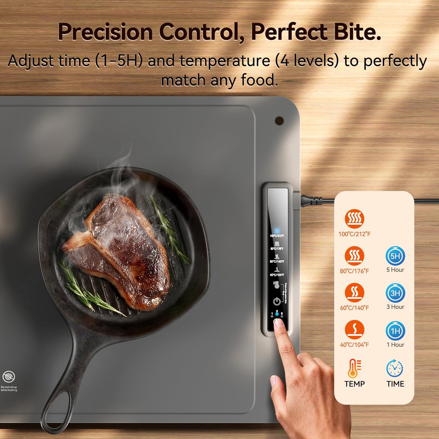 DIGIX Food Warming Mat Extra Large, XXL 36"x16", Warming Mat For Food, Food Warmer Chafing Dishes, Portable Food Warmers Trays for Parties Buffet, 4 Level Temp, 3 Timer Settings (Grey)
