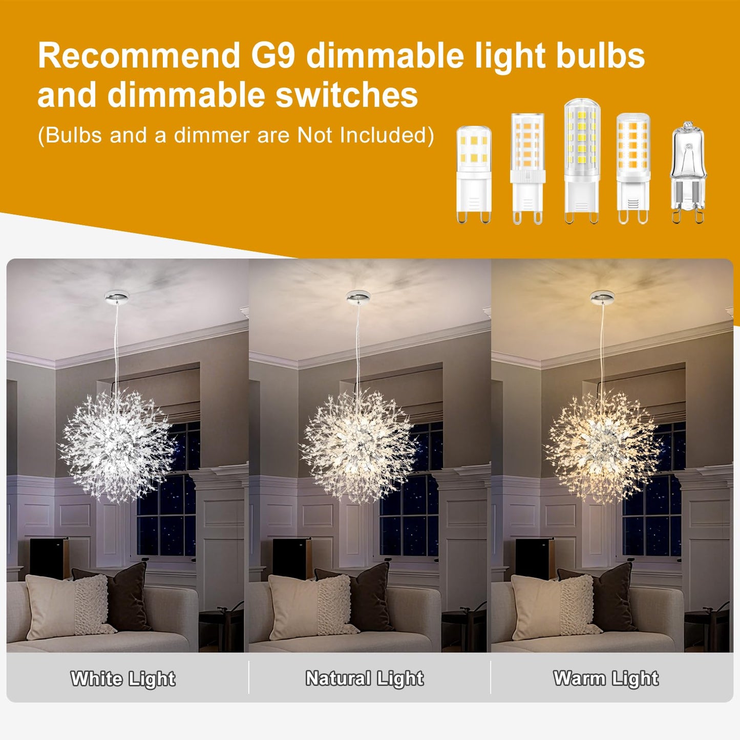 Yiisem Dandelion Crystal Chandeliers, 16-Light Chrome Modern Round Firework Pendant Lighting, Hanging Chandelier Light Fixtures for Dining Room Bedroom Living Room Kitchen Aisle Girls Room