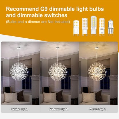 Yiisem Dandelion Crystal Chandeliers, 16-Light Chrome Modern Round Firework Pendant Lighting, Hanging Chandelier Light Fixtures for Dining Room Bedroom Living Room Kitchen Aisle Girls Room