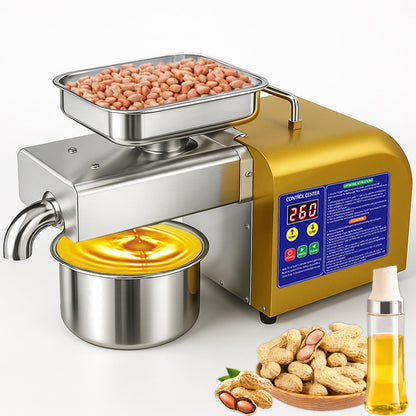 Rkazes Oil Press Machine, 1800W Automatic Electric Oil Maker for Home & Commercial, Stainless Steel Oil Extractor for Cold & Hot Press for Seed, Nut, Peanut, Olive Kernel, Sesame, Sunflower, Walnut