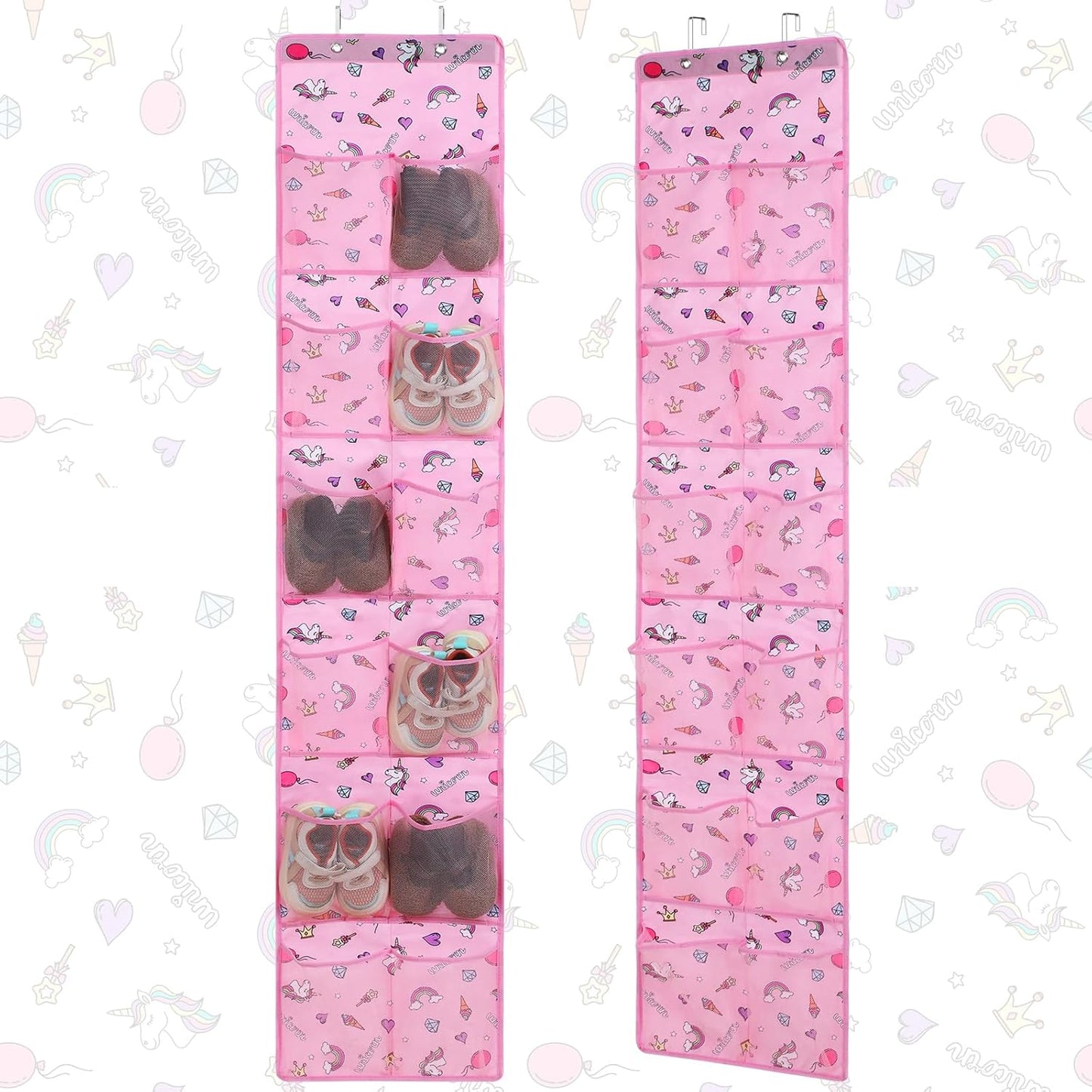 2 24 Closet Windyun Pcs Kids over The Door Shoe Organizer Pockets Unicorn Baby Water Bottle Organizer Rack Hanging