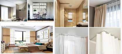 Ceiling Curtain Track Set,Room Divider Track, Shower Curtain Track Set with Hooks and All Accessories for Living Room, Bed Room, Closet and Sliding Door (champagne, For Spaces 18ft - 24ft Wide)
