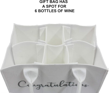 Milestone Wine Labels and Gift Bag, 6 Bottle Congratulations Wedding Wine Crate with Wedding Milestone Stickers