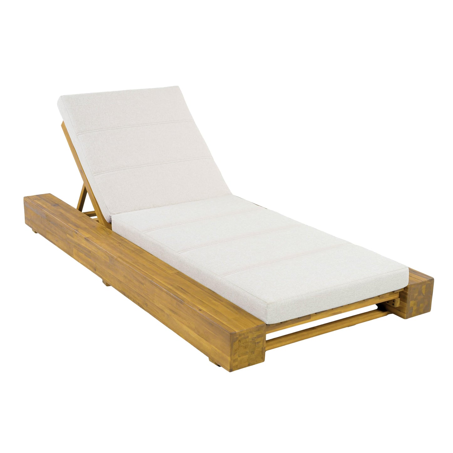Christopher Knight Home Tory Acacia Wood Chaise Lounge Chair Outdoor Set of 2, Poolside Sun Lounger Recliner, Patio Outdoor Chaise Lounge with Cushions, Adjustable Backrest Lounge Sofa, Beige+Teak