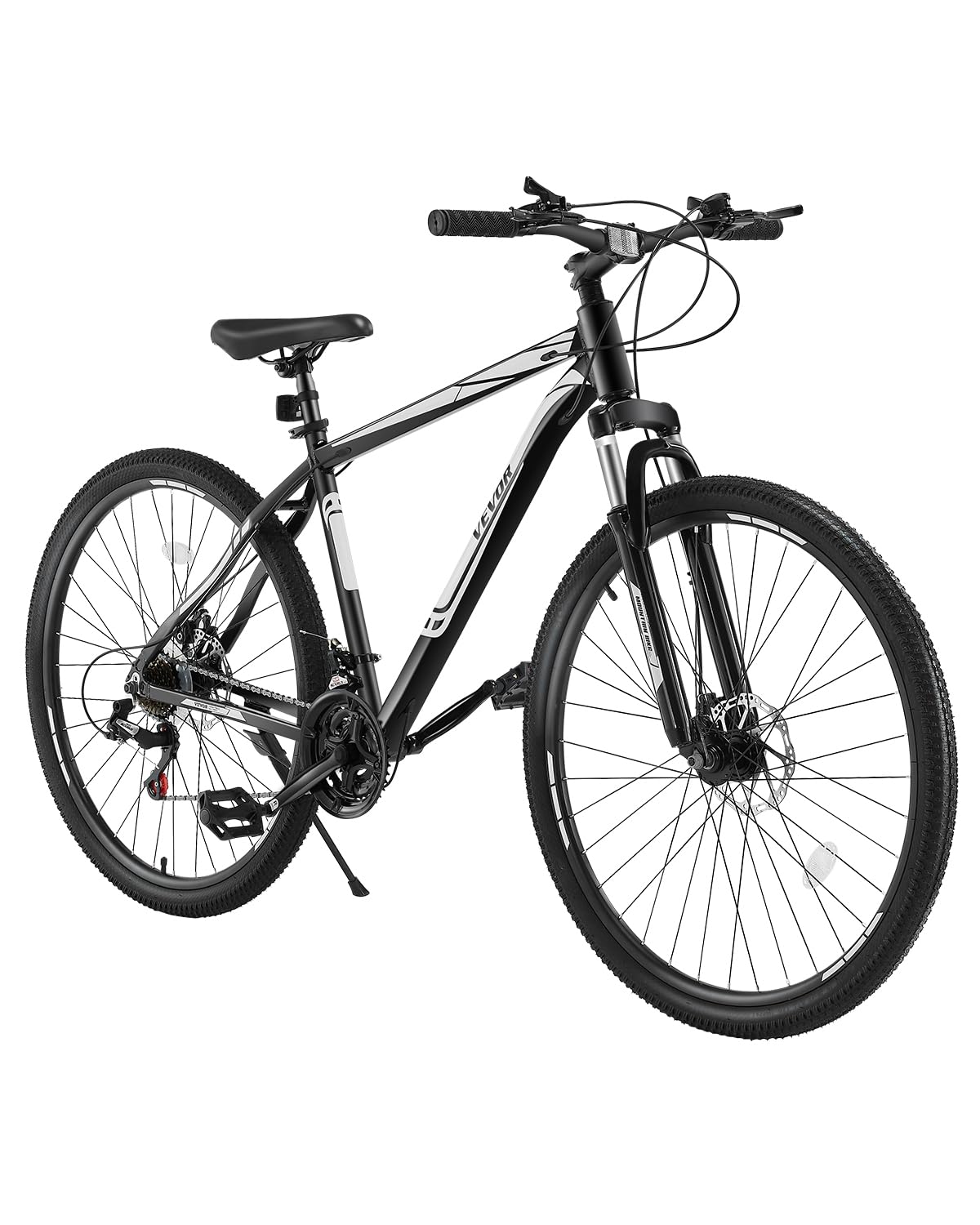 VEVOR Mountain Bike, 29 inch MTB Bicycle with Front Suspension, 21 Speeds Shimano Twist Shifting, Dual Disc Brakes, Aluminum Alloy Frame, for Men/Women