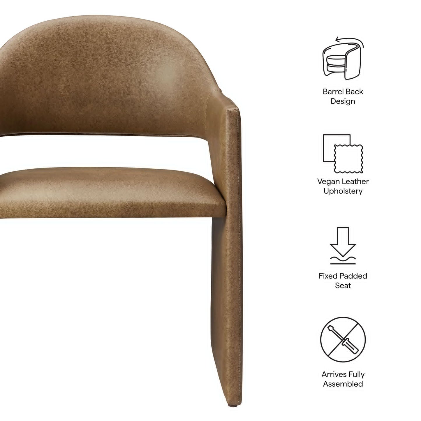 Modway Talia Vegan Leather Dining Armchair in Toast