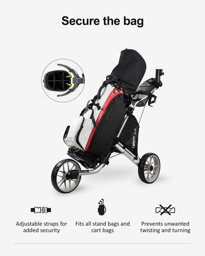 Caddytek CaddyLite EZ V8 Golf Push Cart - Lightweight 3 Wheel Foldable Cart with One-Click 2-Step Folding, EVA Wheels, Adjustable Handle, Cooler Basket, Umbrella & Drink Holder, Compact Golf Cart