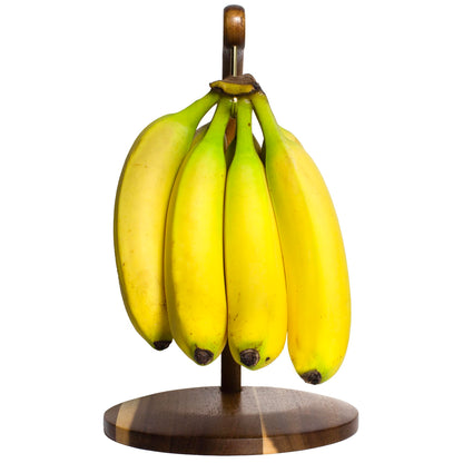 Totally Bamboo Rock & Branch Acacia Wood Banana Holder, Wooden Banana Hanger Stand with Metal Hook