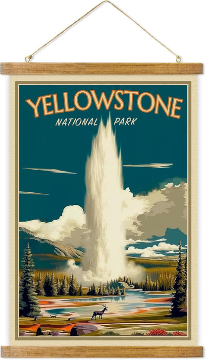 ABoby Vintage Yellowstone National Park Posters - Retro Travel Wall Art for Home & Office - Framed & Ready to Hang