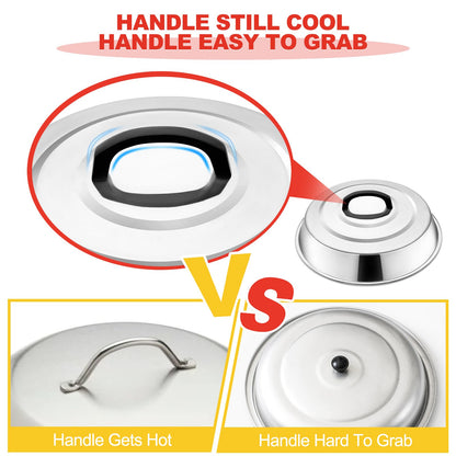 Round Basting Cover - 2 Pieces, 12.2 Inch Metal Steamer Dome Grill Accessories for Blackstone, Cheese Melting Dome for Griddle Cooking & Steaming, Good for Outdoor & Indoor