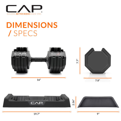 CAP Barbell 55 lb Pair of Adjustable Dumbbells with Full Rotation Black Handle