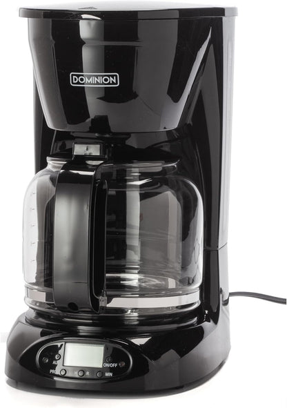 Dominion 15-Cup Deluxe Digital Drip Coffee Maker, Programmable, Auto Keep Warm, Anti-Drip, Black