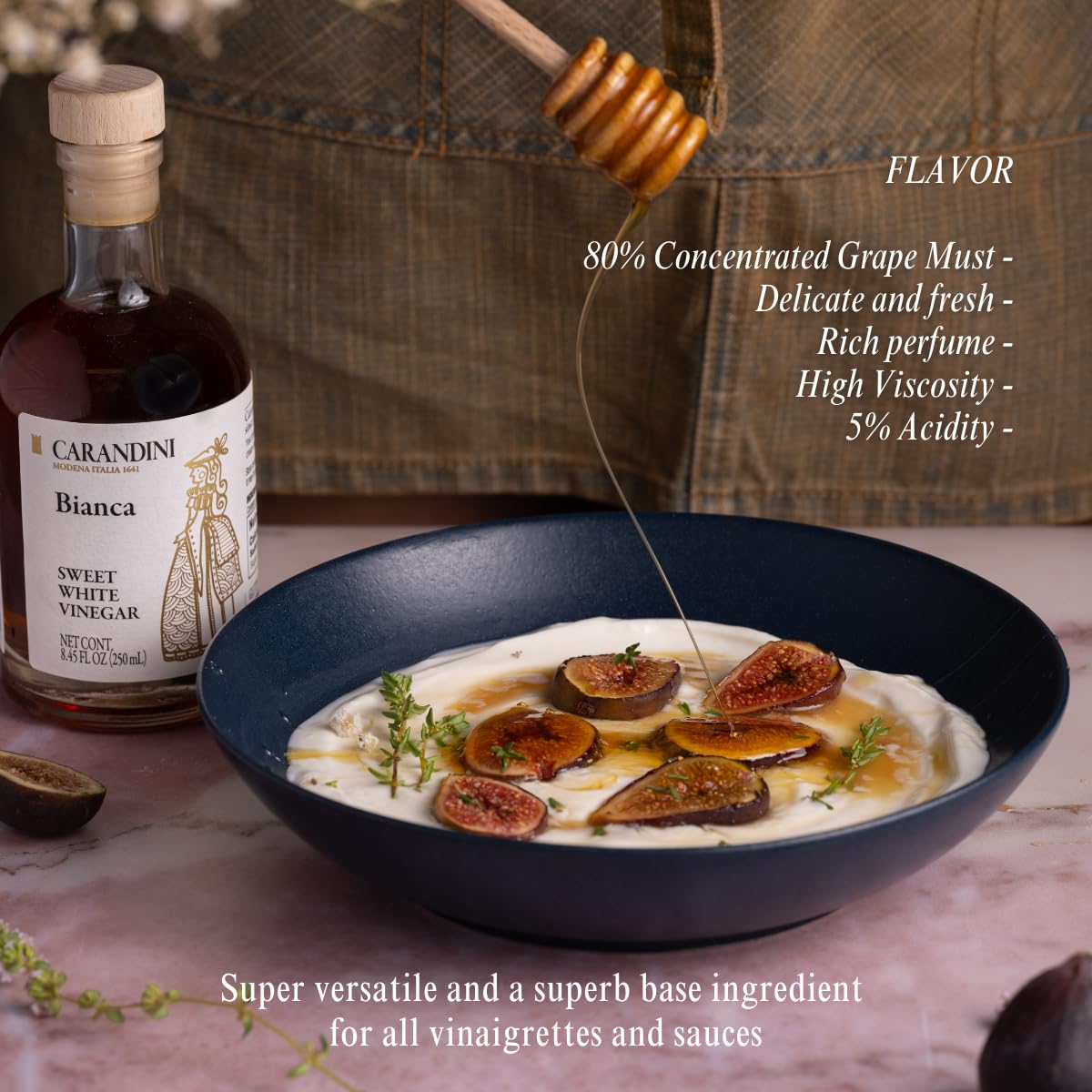 Carandini Emilio Silver Balsamic Vinegar of Modena PGI & Bianca Sweet White Vinegar Combo Set, Premium Italian Vinegars, Perfect for Mother's Day Gift | Made in Italy - 8.45 fl oz (2 Bottles)