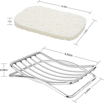 Stainless Steel Soap Dish - Self-draining Bar Soap Holder for Shower & Bathroom, Easy Cleaning Quick Dry with White