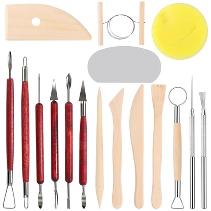 SHENOMAD 17PCS Clay Sculpting Tools with Wire Pottery Modeling Ceramics Polymer Tools Set for Air Dry Clay Carving Molding Pottery Crafting Beginners